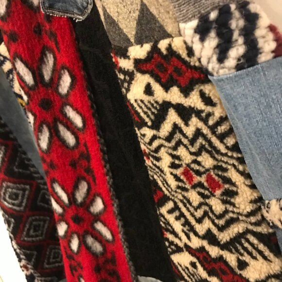 wool tunic/sweater women's size M patchwork midi boho art to wear chunky Retro - Picture 10 of 13